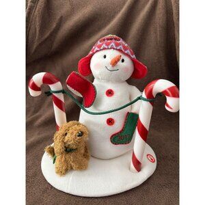 Hallmark 2017 Animated Snowman With Dog & Candy Canes "Stockings Hung With Care"